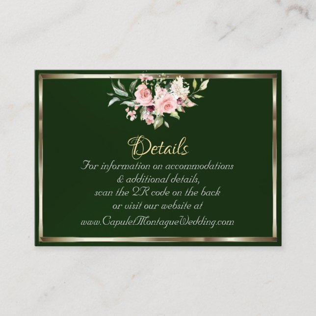 Blush Floral, QR Code - Emerald Enclosure Card (Front)