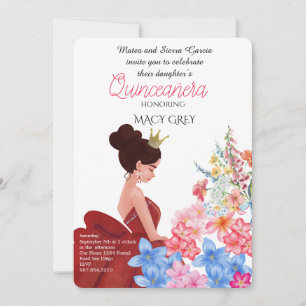 Blush Floral Quinceañera 15th Birthday Invitation