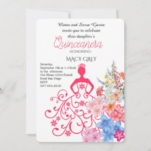 Blush Floral Quinceañera 15th Birthday Invitation