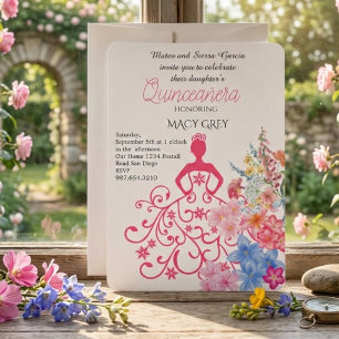 Blush Floral Quinceañera 15th Birthday Invitation