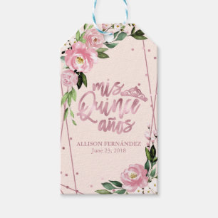 Blush Floral Quinceanera Gift Tags