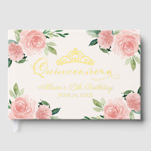 Blush Floral Quinceanera Guest Book