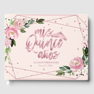 Blush Floral Quinceanera Guest Book
