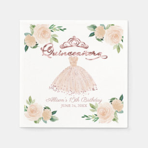 Blush Floral Quinceanera Napkin