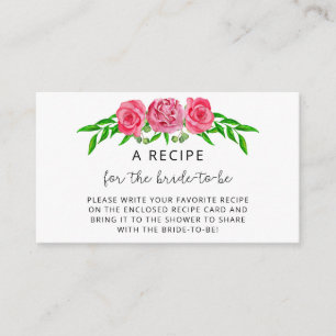 Blush floral Recipe for the bride to be Enclosure Card