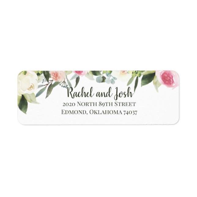 Blush Floral Return Adress Label (Front)