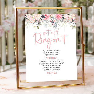 Blush Floral   Ring Game Bridal Shower Sign