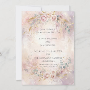Blush Floral Romance Wedding Invitation