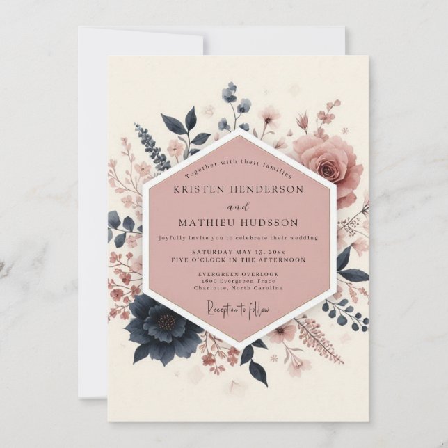 Blush Floral Romantic Wedding Invitation (Front)