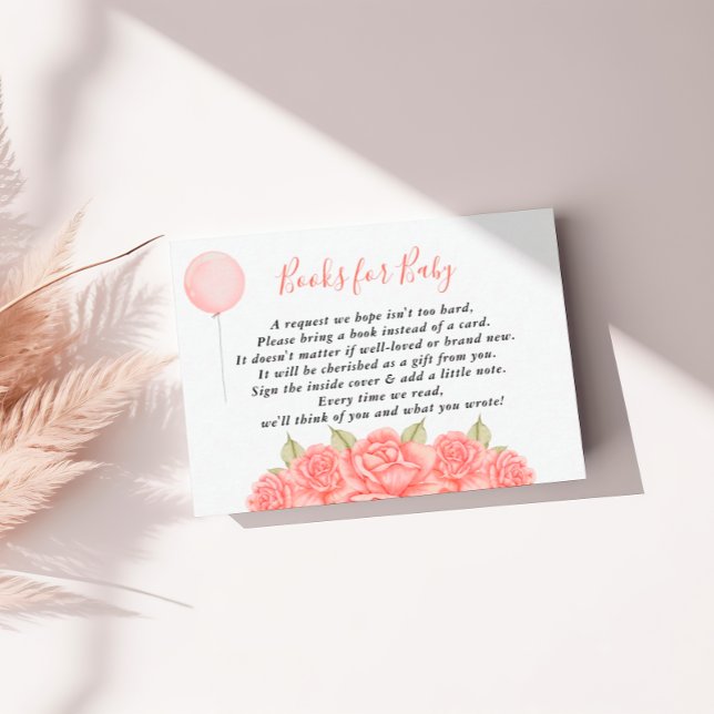 Blush Floral Rose Books for Baby Enclosure Card (Creator Uploaded)