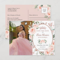 Blush Floral Rose Gold Butterflies Quinceañera