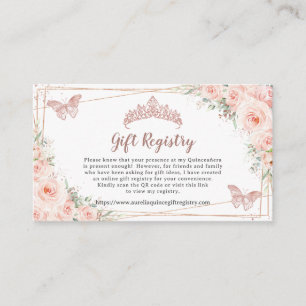 Blush Floral Rose Gold Quinceanera Gift Registry Enclosure Card