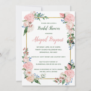 Blush Floral Shower or Party Invitation