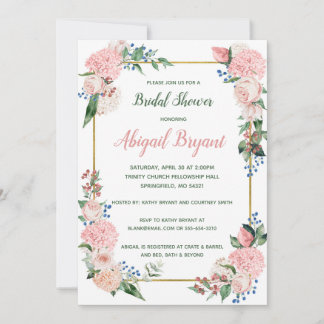 Blush Floral Shower or Party Invitation 