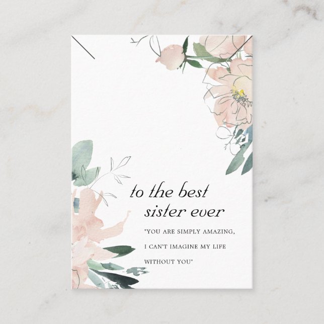 BLUSH FLORAL SISTER GIFT NECKLACE DISPLAY CARD (Front)