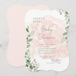 Blush Floral Sweet Baby Girl Shower II Invitation