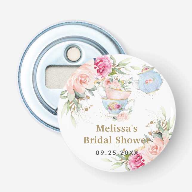 Blush Floral Tea Party Bridal Baby Shower Birthday Bottle Opener (Front)