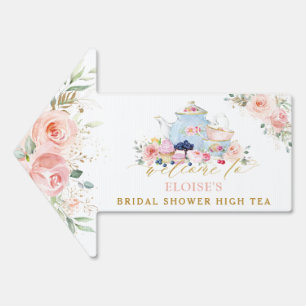Blush Floral Tea Party Bridal Baby Shower Welcome  Garden Sign
