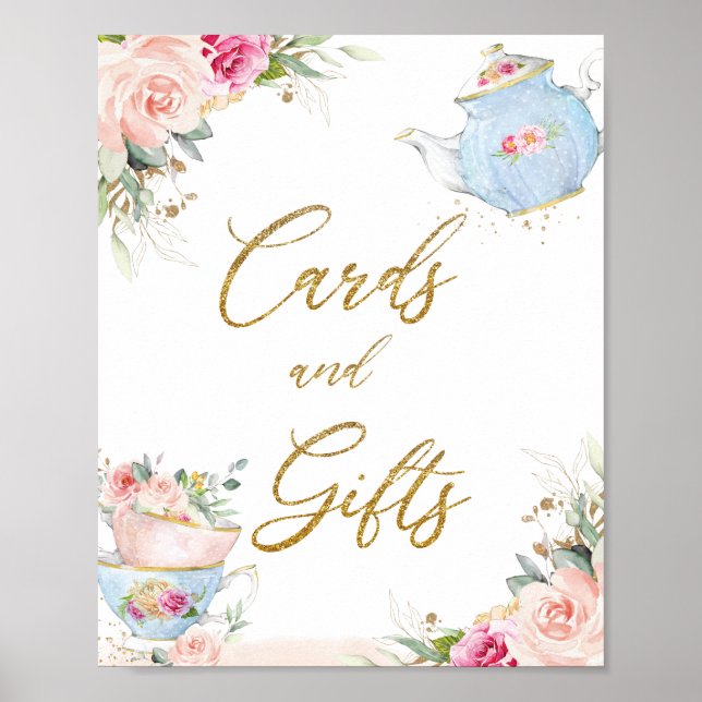 Blush Floral Tea Party Cards & Gifts Bridal Baby  Poster (Front)