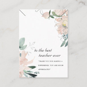 BLUSH FLORAL TEACHER GIFT NECKLACE DISPLAY CARD