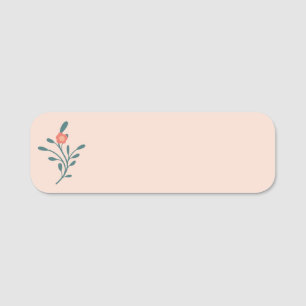 Blush Floral Teal Botanical Name Tag