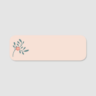 Blush Floral Teal Botanical Name Tag