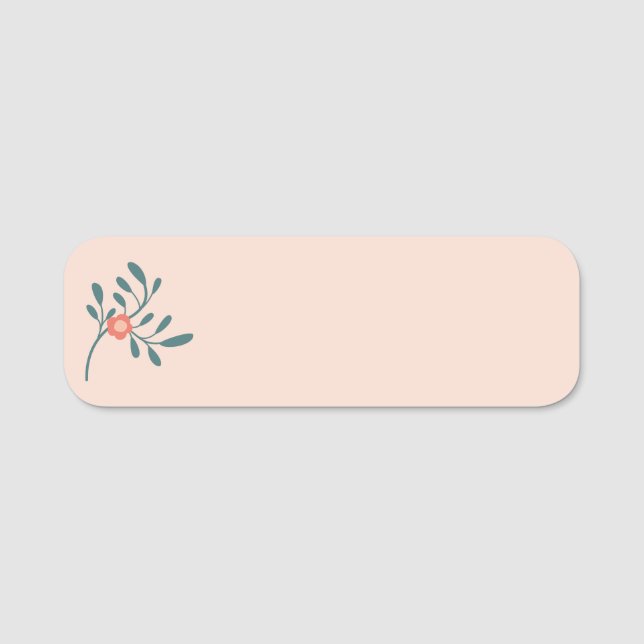 Blush Floral Teal Botanical Name Tag (Front)