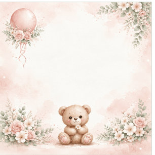 blush floral teddy bear pinkparty napkin tissue paper