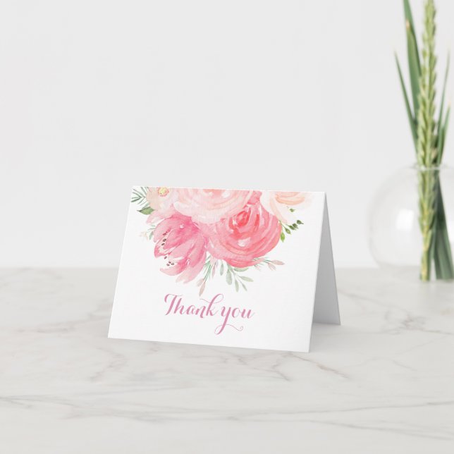 blush Floral thank you card (Front)