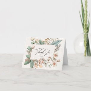 Blush Floral thank you card for birthday or baby