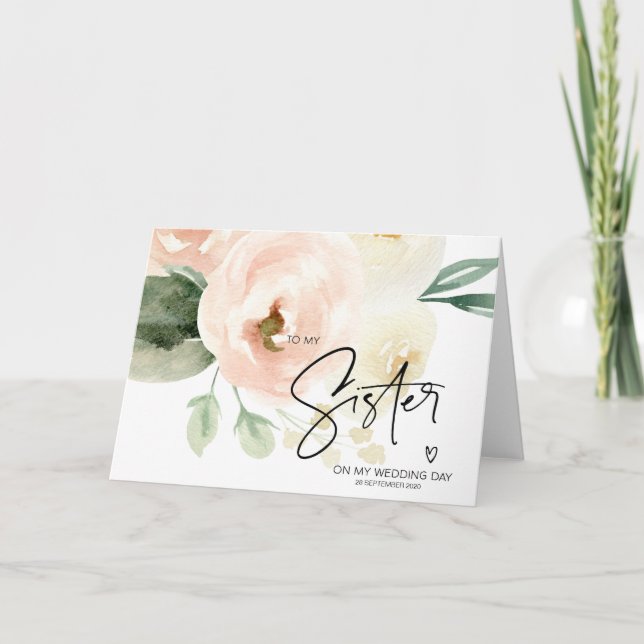Blush Floral To My Sister on My Wedding Day Gift Card (Front)