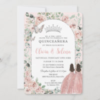 Blush Floral Twins Princesses Silver Quinceañera