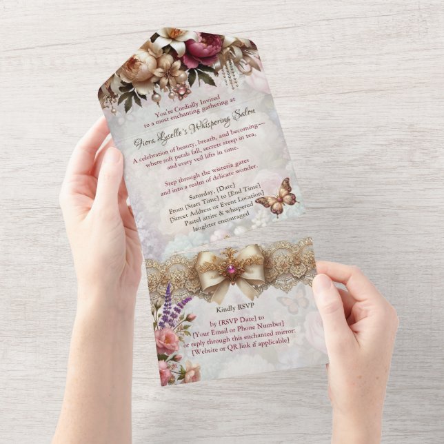 Blush Floral Victorian Salon Open House Invitation (Tearaway)