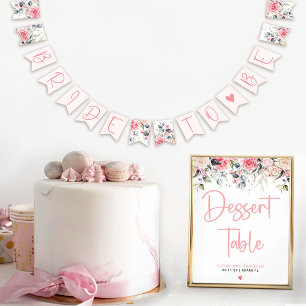 Blush Floral Watercolor Bridal Bunting Banner