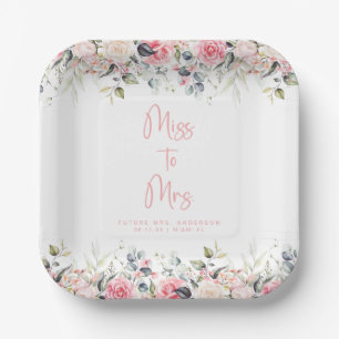 Blush Floral   Watercolor Bridal Paper Plate
