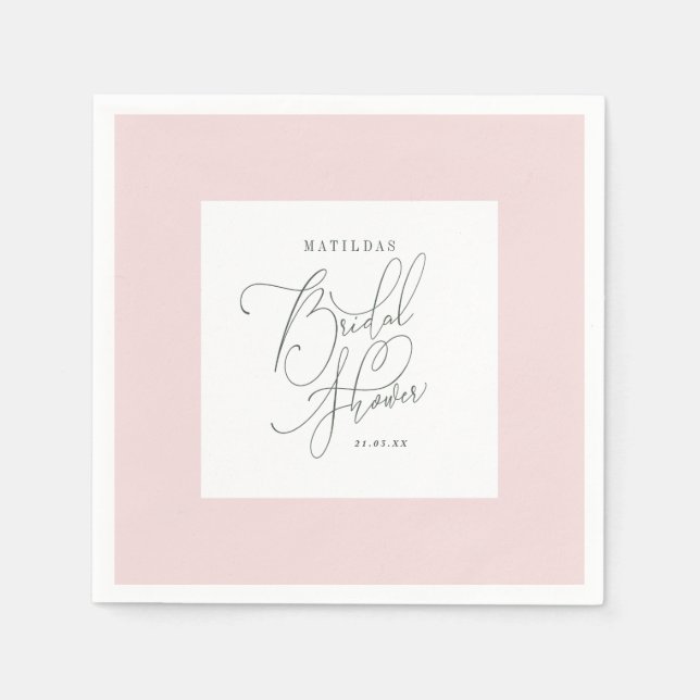 Blush floral watercolor Bridal shower Napkin (Front)