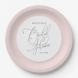 Blush floral watercolor Bridal shower Paper Plate