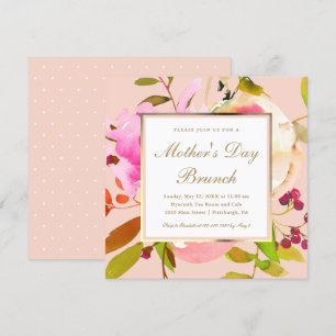 Blush Floral Watercolor Mother's Day Brunch Invitation