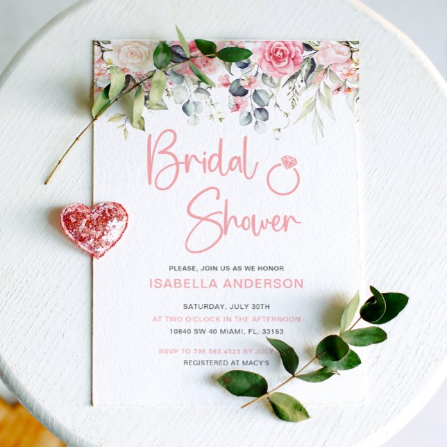 Blush Floral | Watercolor Ring Bridal Shower Invitation (Creator Uploaded)