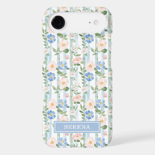 Blush Floral Watercolor Striped Personalised