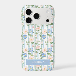 Blush Floral Watercolor Striped Personalised