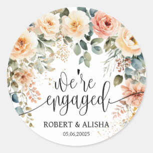 Blush Floral Watercolor Wedding Sticker