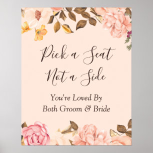 Blush Floral Wedding Ceremony Pick a Seat Sign