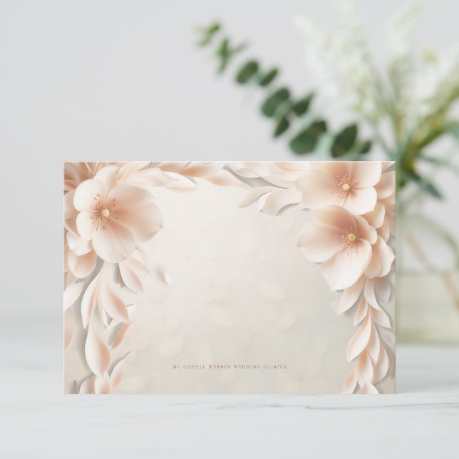 Blush floral wedding details card (Standing Front)