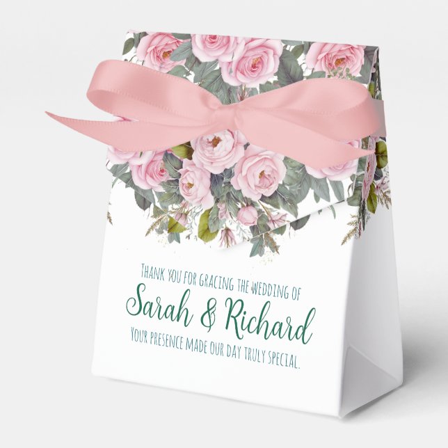 Blush Floral Wedding Favour Box (Front Side)