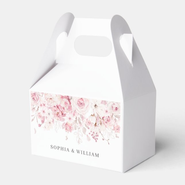 Blush Floral Wedding Favour Gift Favour Box (Front Side)