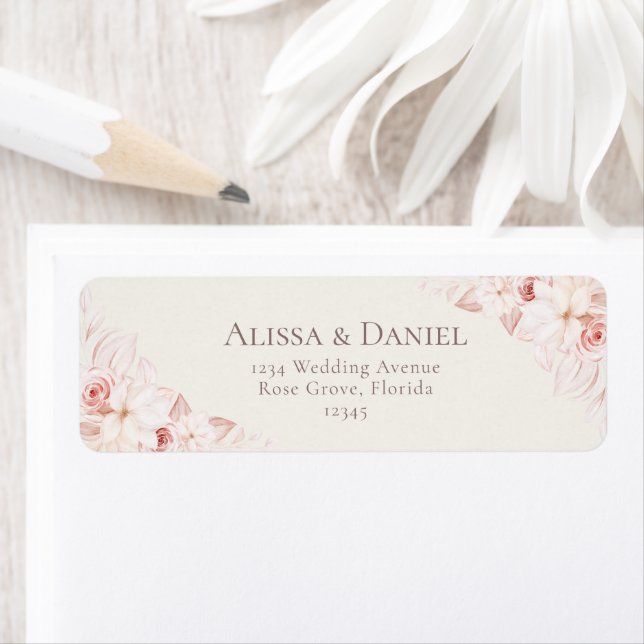Blush Floral Wedding Return Address Label (Insitu)