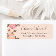 Blush Floral Wedding Return Address Label