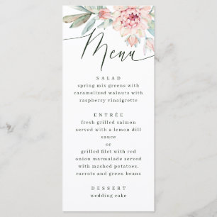 Blush Floral Wedding Romantic Botanical Garden Menu