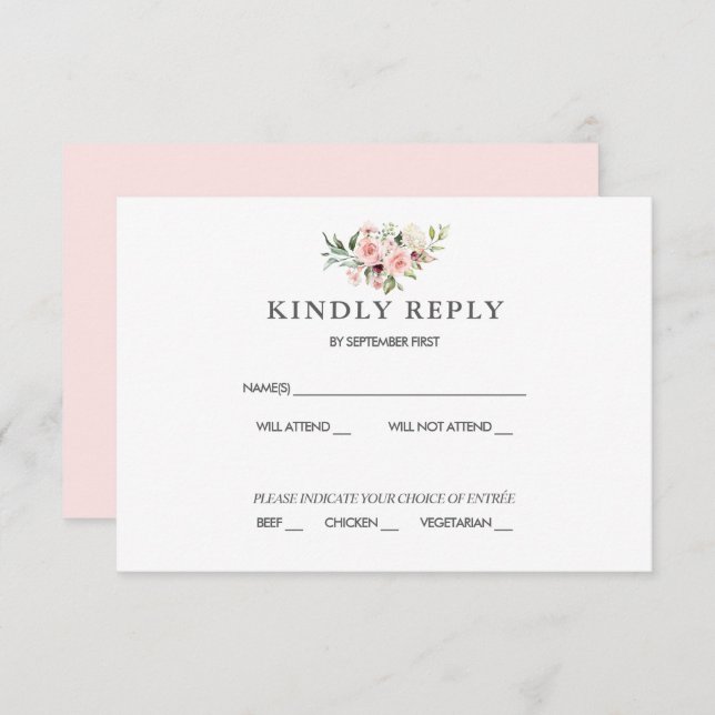 Blush Floral Wedding RSVP Card (Front/Back)